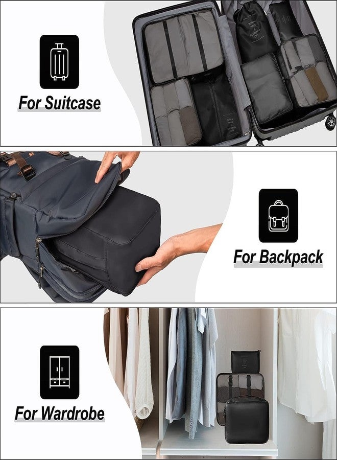 ABTRIX WITH AB 7 in 1 Travel Organizer Set, Nylon Polyester Packing Cubes for Clothes, Shoes, Makeup, Toiletry Bag, Space Saver Luggage Organizer Pouches, Black - Image 4